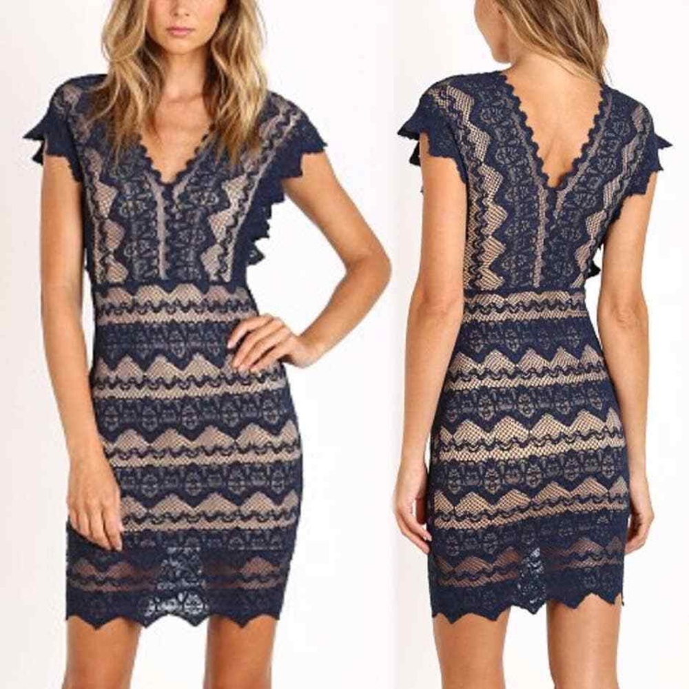 Nightcap Navy Antoinette Lace Dress Size 2 / Small
